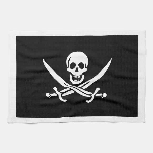 Jack Rackham; Piratenflagge Flag; Pirate Geschirrtuch (Horizontal)