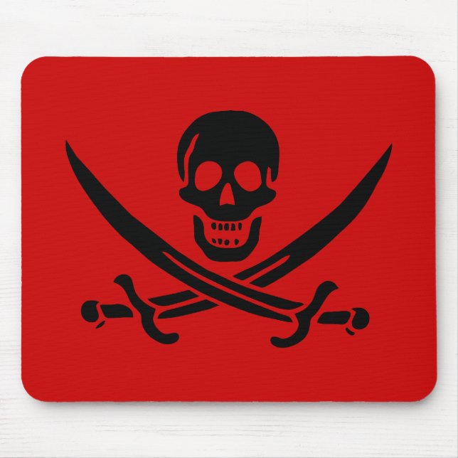 Jack Rackham schwarze Schädel-Mauspad Mousepad (Vorne)