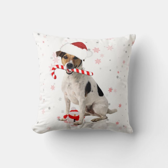 Jack-Russel-Hundeweihnachtsfeiertags-Kissen Kissen (Vorderseite)