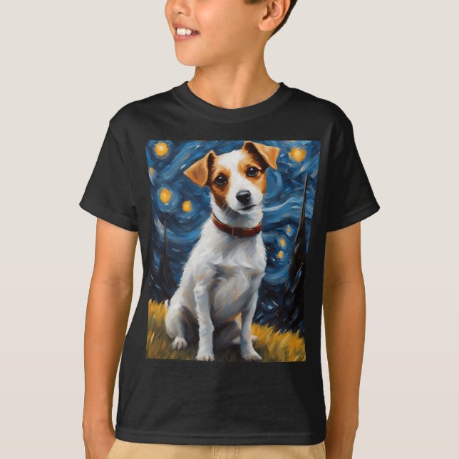 Jack Russel mit Collar Painting Print T-Shirt (Vorderseite)