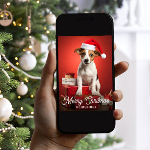 Jack Russel Terrier Hund Weihnachtsgeschenke Rot Feiertagskarte