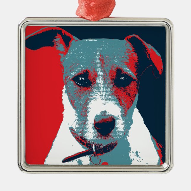 Jack Russel Terrier Politische Hoffnung Parody Silbernes Ornament (Vorne)
