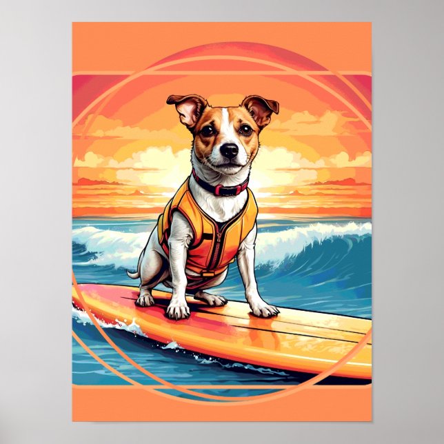 Jack Russel Terrier Surfen Poster (Vorne)