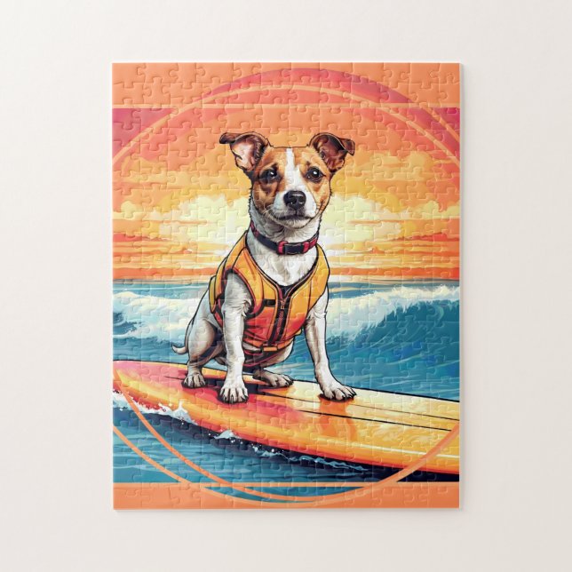 Jack Russel Terrier Surfing Puzzle (Vertikal)