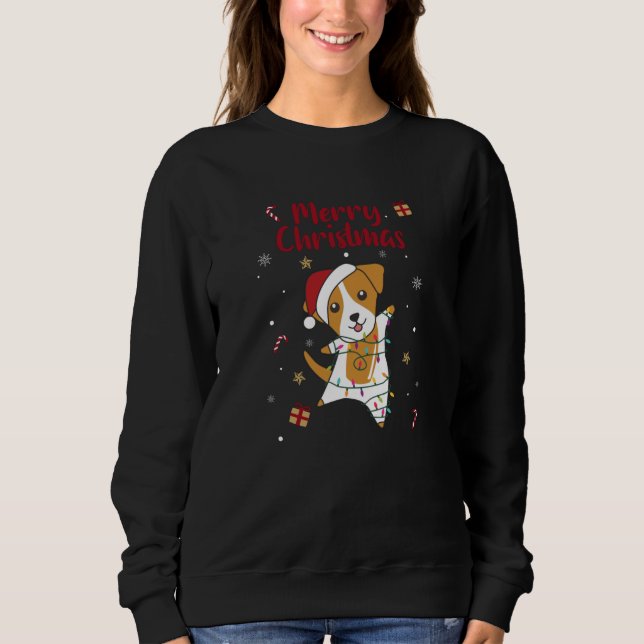 Jack Russel Weihnachtshund Wintertiere Hunde Sweatshirt (Vorderseite)
