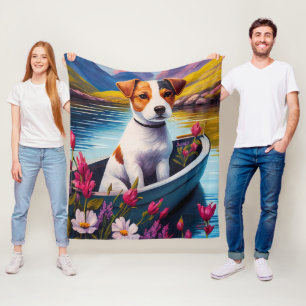 Jack Russell auf einem Paddel: Ein landschaftliche Fleecedecke