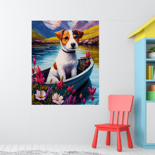 Jack Russell auf einem Paddel: Ein landschaftliche Poster