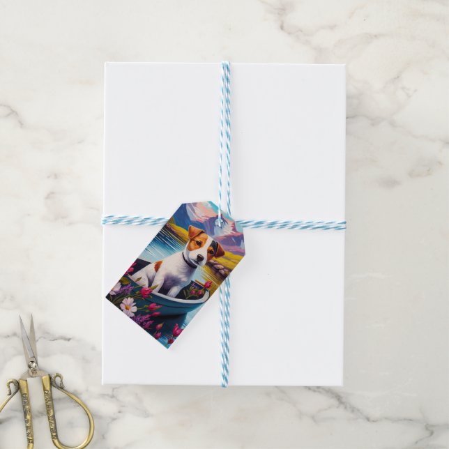 Jack Russell auf einem Paddle: Ein Landschaftliche Geschenkanhänger (Mit Garn)