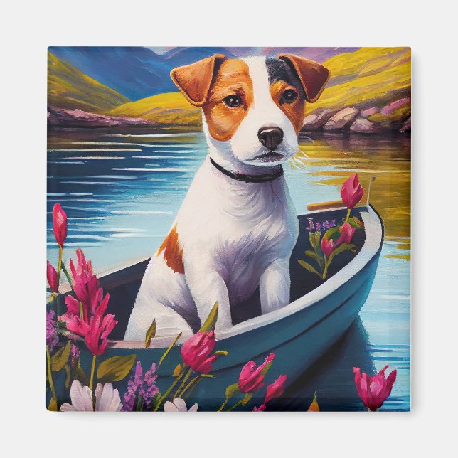 Jack Russell auf einem Paddle: Ein Landschaftliche Magnet (Vorne)