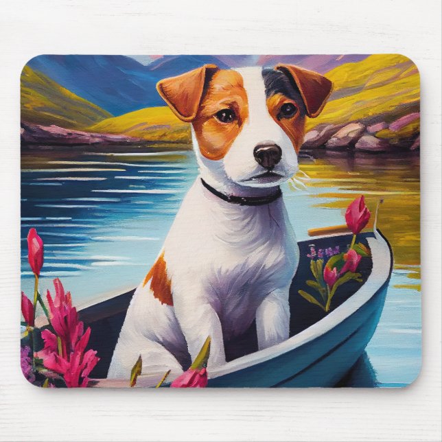 Jack Russell auf einem Paddle: Ein Landschaftliche Mousepad (Vorne)
