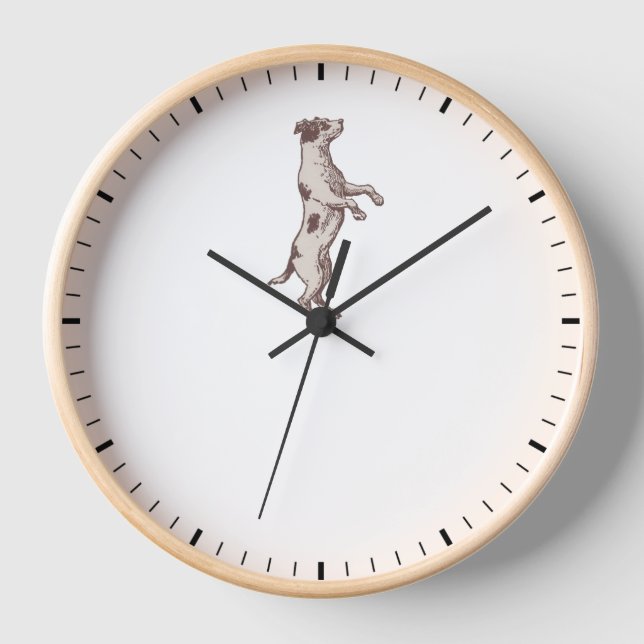 Jack Russell Balancing on Clock Hands Dog Clock Uhr (Vorderseite)
