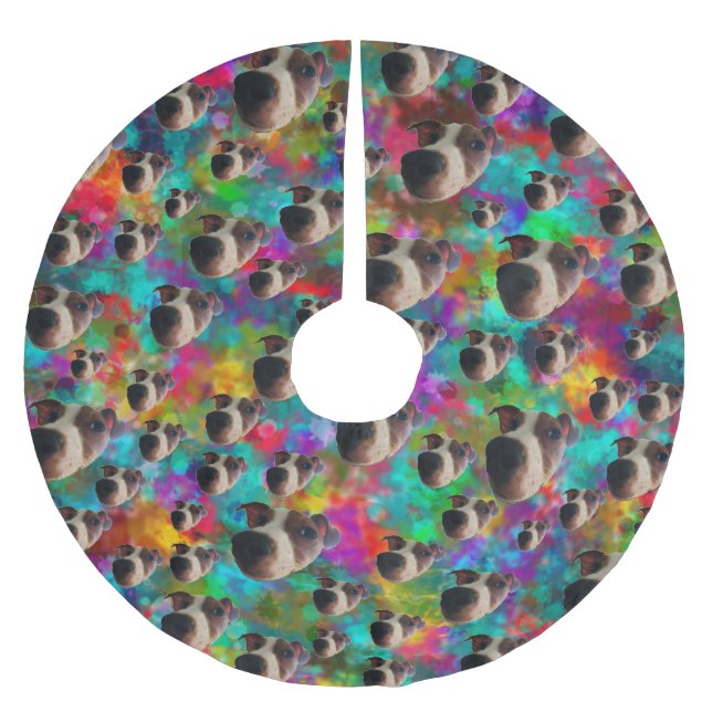 Jack Russell Baumschürze Polyester Weihnachtsbaumdecke (Vorderseite)