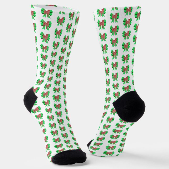 Jack Russell Christmas Dog Bow Silhouette White Socken (Gewinkelt)