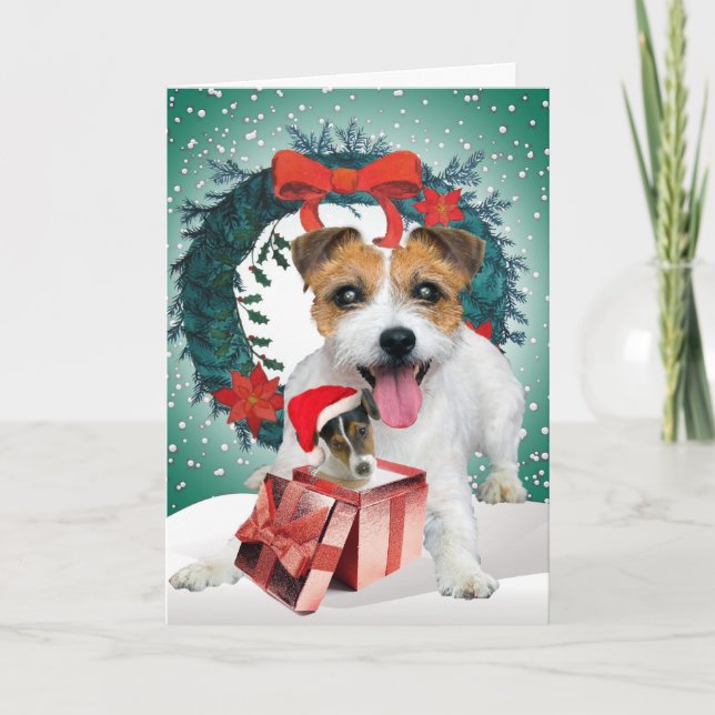 Jack Russell Christmas Times Feiertagskarte (Vorderseite)