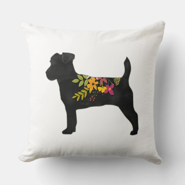 Jack Russell Dog Breed Boho Silhouette Kissen (Vorderseite)