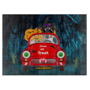 Jack Russell Dog Driving Car Beängstigend Hallowee Schneidebrett