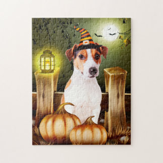 Jack Russell Dog Hexenhut Halloween-Geschenkidee Puzzle