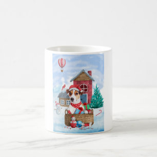 Jack Russell Dog Im Schnee Weihnachtshund Haus Kaffeetasse