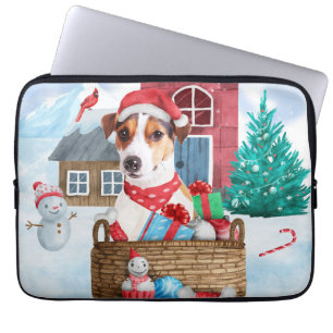 Jack Russell Dog Im Schnee Weihnachtshund Haus Laptopschutzhülle