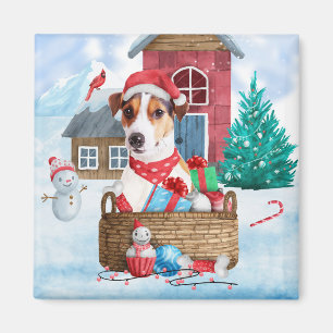 Jack Russell Dog Im Schnee Weihnachtshund Haus Magnet