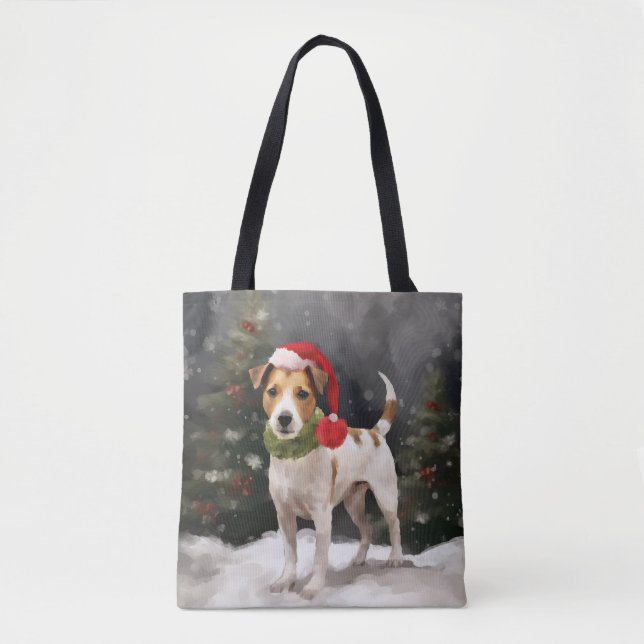 Jack Russell Dog in Schnee Weihnachten (Vorderseite)