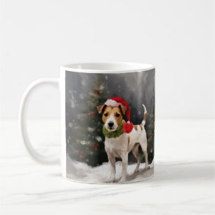 Jack Russell Dog in Schnee Weihnachten Kaffeetasse