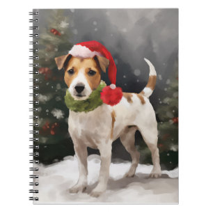 Jack Russell Dog in Schnee Weihnachten Notizblock
