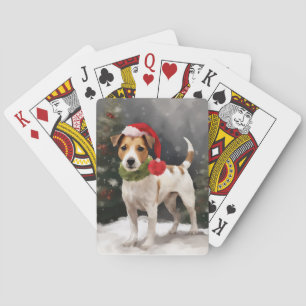 Jack Russell Dog in Schnee Weihnachten Spielkarten