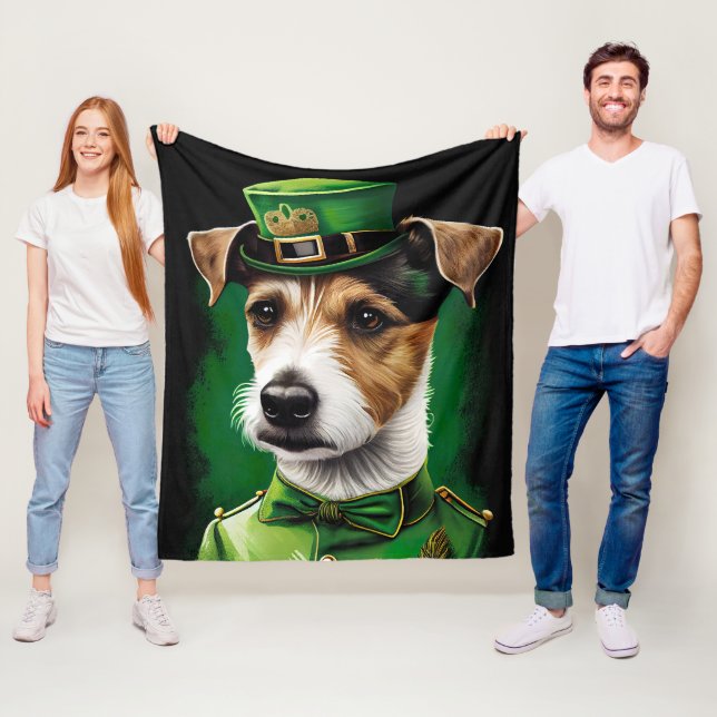 Jack Russell Dog in St. Patrick's Day Dress Fleecedecke (Beispiel)