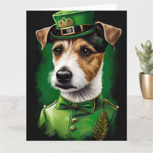 Jack Russell Dog in St. Patrick's Day Dress Karte