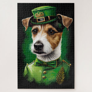 Jack Russell Dog in St. Patrick's Day Dress Puzzle