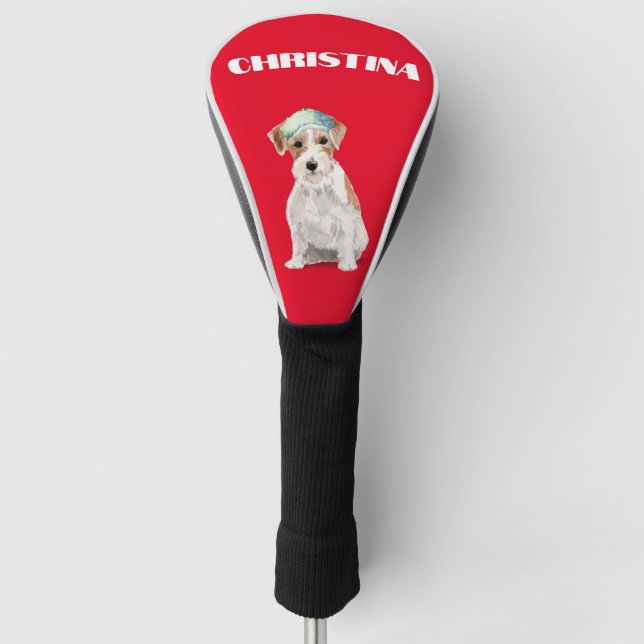 Jack Russell Dog Lover Red Personal Golf Headcover (Vorderseite)