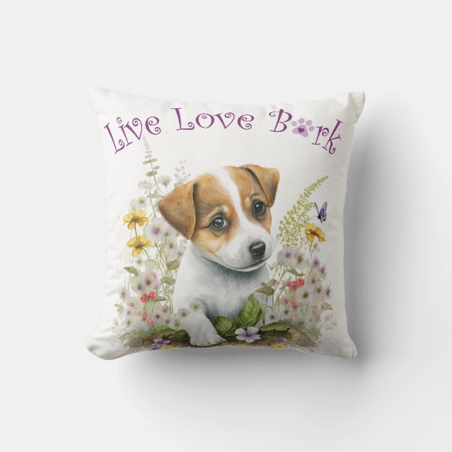 Jack Russell Dog Mama Floral Kissen (Vorderseite)