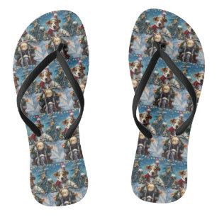 Jack Russell Dog Riding Motorrad Weihnachten Flip Flops