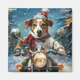 Jack Russell Dog Riding Motorrad Weihnachten Magnet
