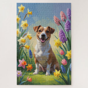 Jack Russell Dog Spring Flowers Malerei Puzzle