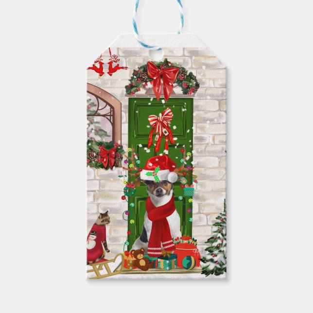 Jack Russell Dog Weihnachten Geschenkanhänger (Vorderseite)