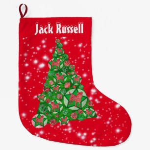 Jack Russell Dog Weihnachten - Große Baumdekoratio Großer Weihnachtsstrumpf