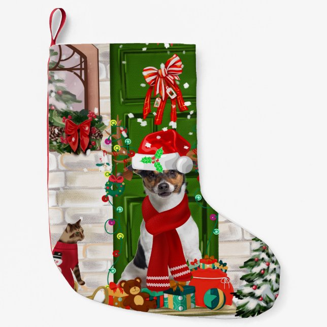 Jack Russell Dog Weihnachten Kleiner Weihnachtsstrumpf (Vorderseite)