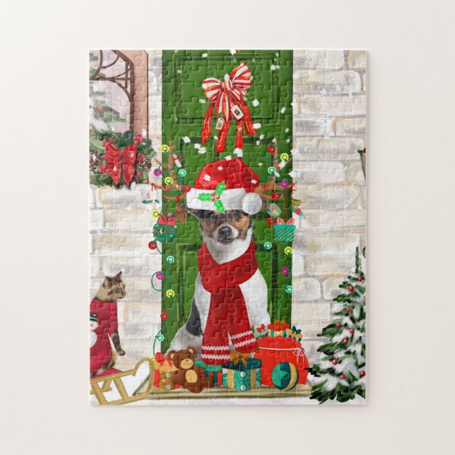 Jack Russell Dog Weihnachten Puzzle (Vertikal)