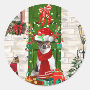 Jack Russell Dog Weihnachten Runder Aufkleber