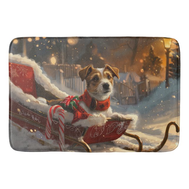 Jack Russell Dog Weihnachtsfest Badematte (Vorderseite)