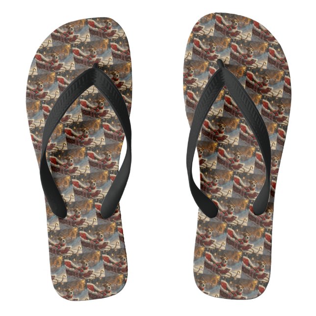 Jack Russell Dog Weihnachtsfest Flip Flops (Fußbett)