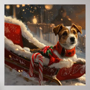 Jack Russell Dog Weihnachtsfest Poster