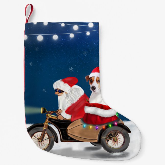 Jack Russell Dog Weihnachtsmann Claus Kleiner Weihnachtsstrumpf (Vorderseite)