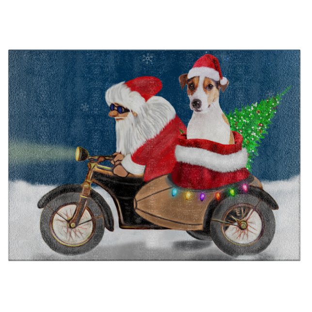 Jack Russell Dog Weihnachtsmann Claus Schneidebrett (Vorderseite)