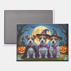 Jack Russell Dogs Pumpkin Halloween Funny Magnet