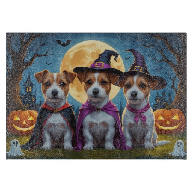 Jack Russell Dogs Pumpkin Halloween Funny Schneidebrett (Vorderseite)
