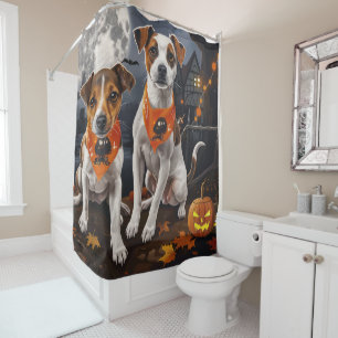 Jack Russell Halloween Spooky Duschvorhang