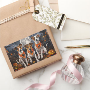 Jack Russell Halloween Spooky Rechteckiger Aufkleber